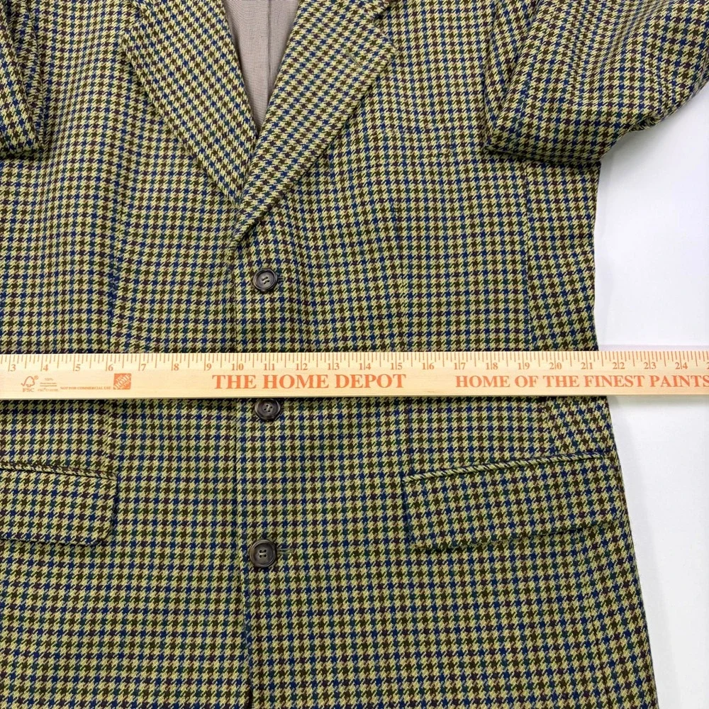 VTG Alandales Ermenegildo Zegna Wool Sport Coat Mens 42R Tan Houndstooth Blazer
